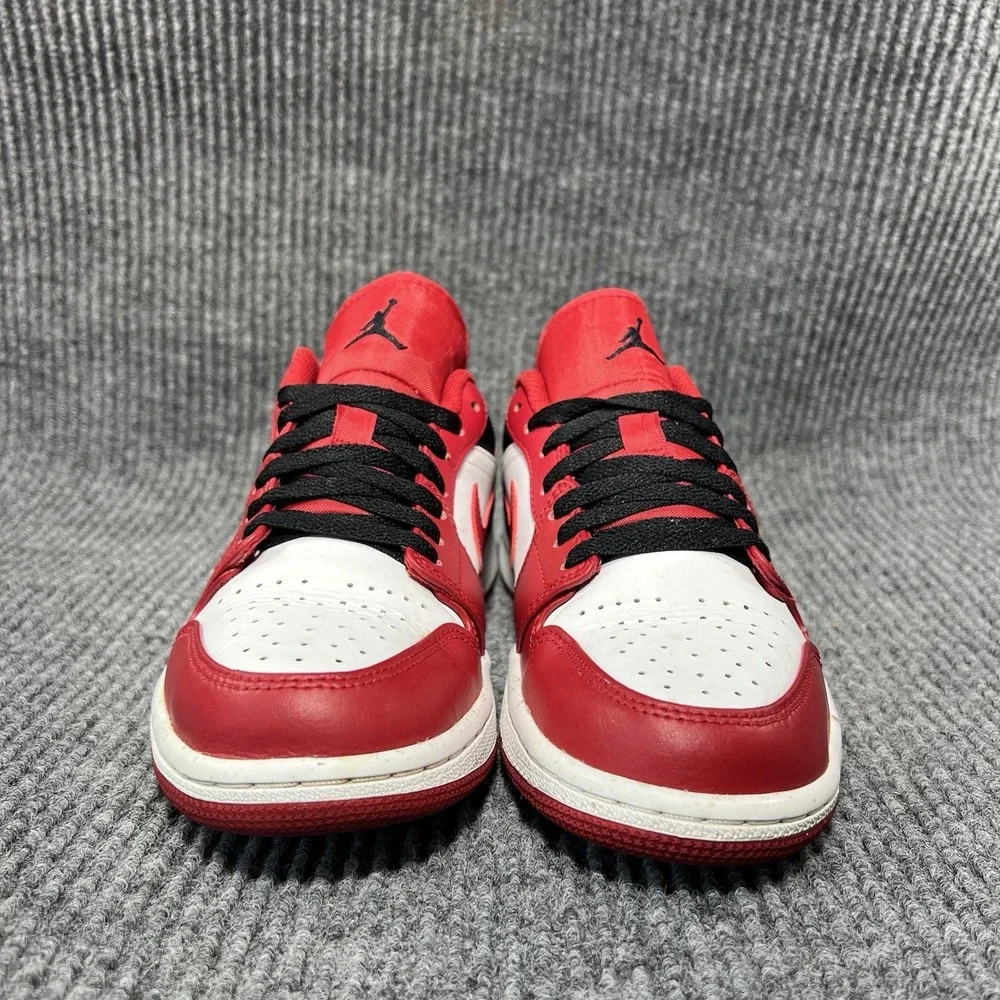 Jordan 1 Low Bulls Men's Size 8 Reverse Black Toe Red Basketball Shoe 55355-163
